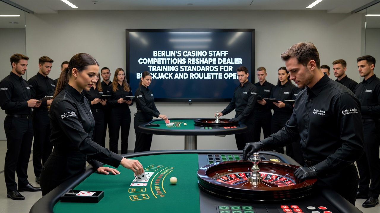 Roulette and blackjack dealer training session with performance evaluation in a Berlin casino