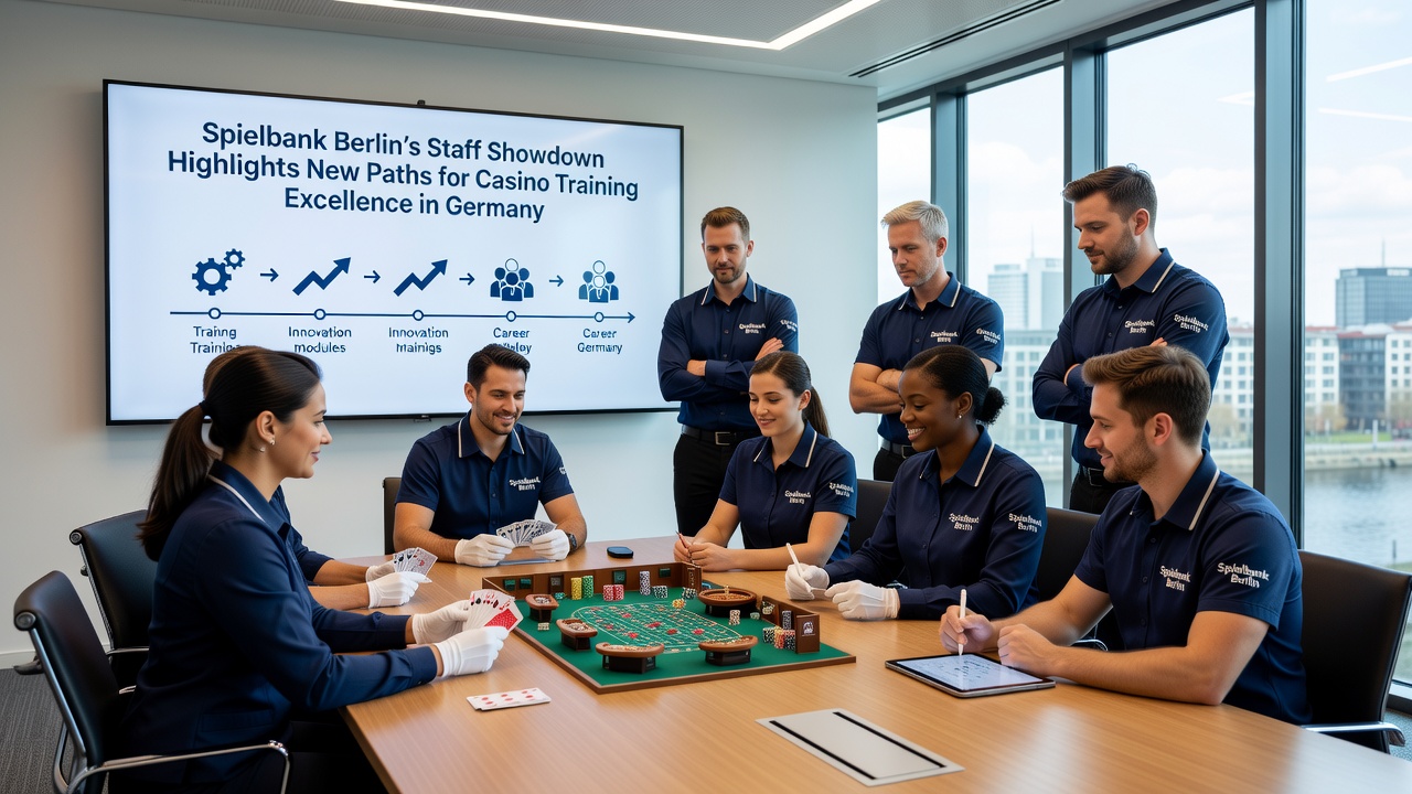 Gruppenfoto der Teilnehmer und Jury beim Staff Showdown der Spielbank Berlin